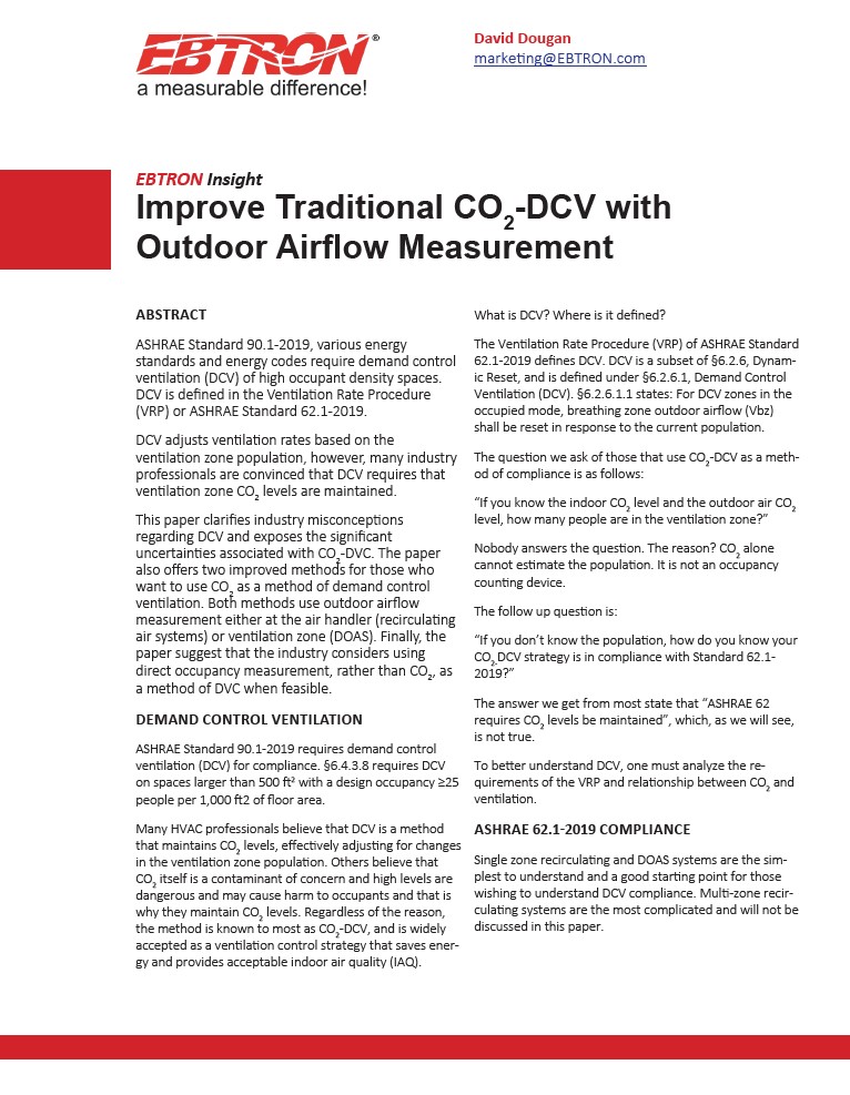 Improve Traditional CO2-DCV with Outdoor Airflow Measuarement
